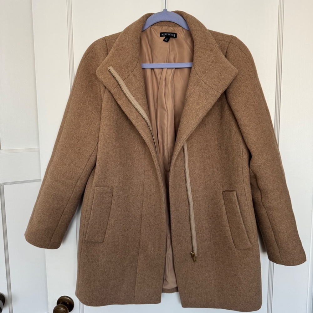 J Crew Wool Camel Stand Collar Winter Coat